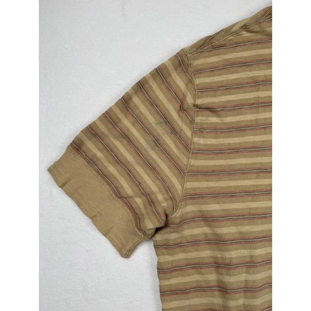 Polo Ralph Lauren Striped Henley T Shirt Tan XXL‎ Short Sleeve Cotton